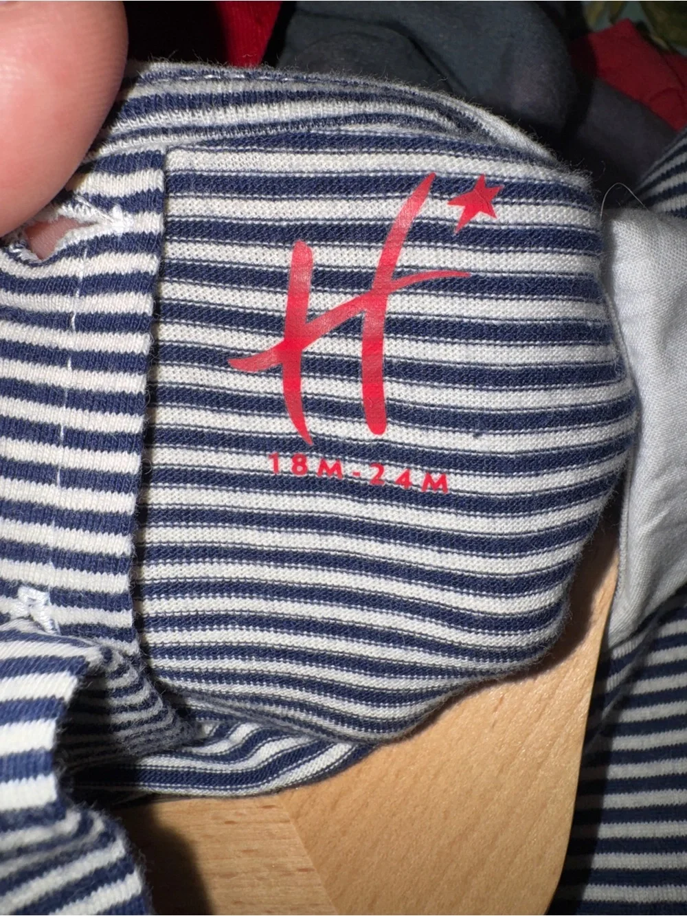 H by Hamleys Infant White & Blue stripe shirt bear Red Dungaree 18-24 months